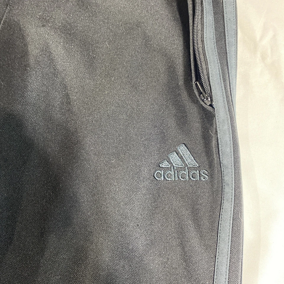 Adidas Youth Medium Climacool 3 Stripes Running Pants black with gray stripes  - Image 2 of 4
