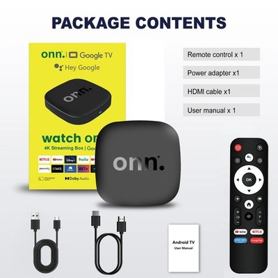 Onn 4K Android 13 Smart TV Box 4K Quad Core Set-Top Box 5G Konnektivität 8GB 128G