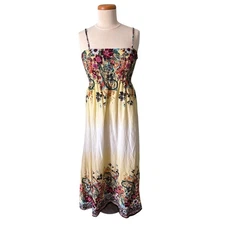 Solitaire by Ravi Khosla Maxi Dress Womens Medium Floral Gradient Smocked Summer