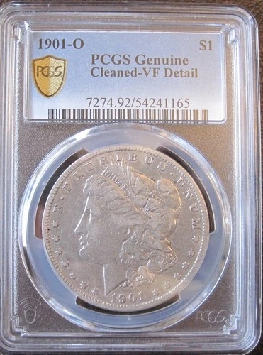 1901-O  Morgan Silver Dollar PCGS  Genuine Cleaned - VF Detail