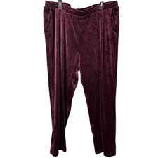Chicos Zenergy Velour Pull On Plum Purple Pants Loungewear Stretch sz 4 20 22