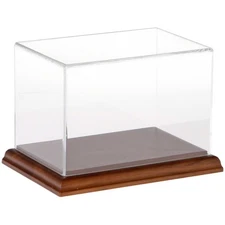 Plymor Clear Acrylic Display Case with Hardwood Base, 6" W x 4" D x 4" H