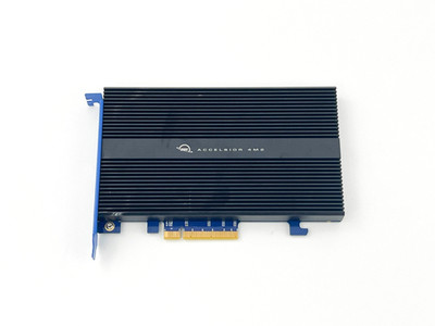 OWC Accelsior 4M2 PCIe M.2 NVMe Adapter Card with 4TB Sabrent SSD Installed