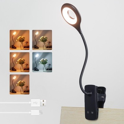 Akynite Desk Lamp LED Clip on Light, 5 Modes 5 Brightness Dimmable Black 