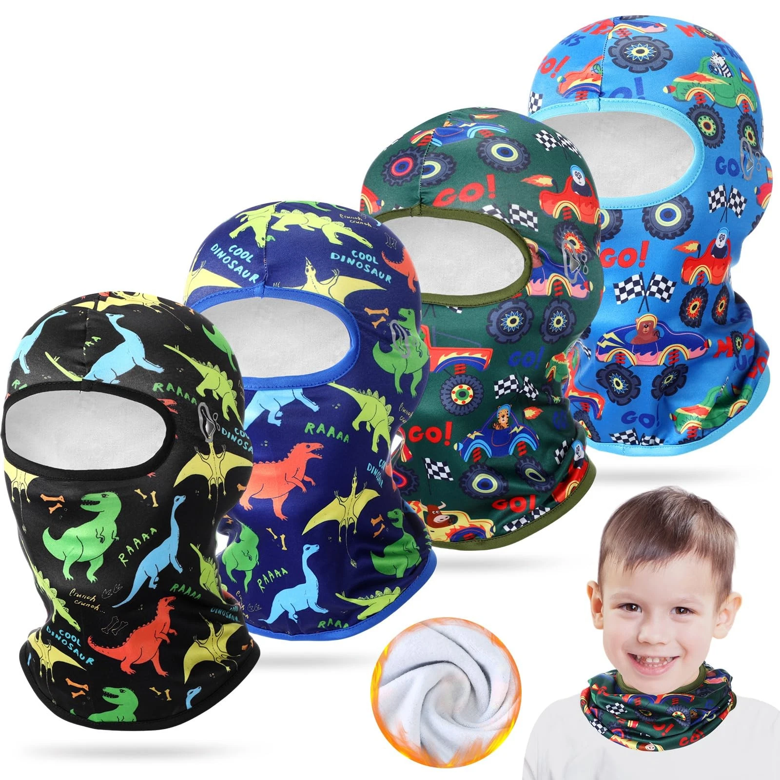 Winter Balaclava Set for Kids 4 Pcs Neck Gaiter for Skiing & Snowboarding