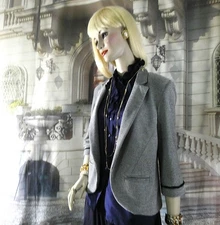 Willow & Clay for Anthropologie Women's Blazer Sz 8 Navy and White Horiz Design