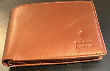 Wavelet Genuine Leather Bifold Wallet Brown Mens ID Window Multiple Card Slots