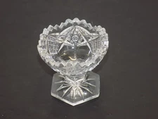 PRESSED & CUT GLASS PEDESTAL MASTER OPEN SALT CELLAR w/ SAWTOOTH RIM
