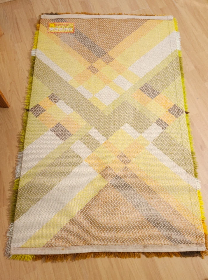 Alfombra de lana DESSO Allegro shag dralon verde naranja amarillo vintage años 70 mediados de siglo Foto 4 de 4