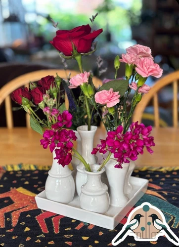 White Ceramic Vase Made Of 6 Uniquely Shaped And Sized Mini Vases- 1 Piece!