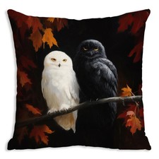Owl Pillow Covers, Vintage Black and White Owl Print Throw Pillow Covers Home...