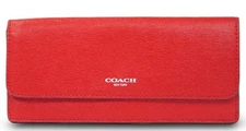 Coach Red Saffiano Leather Slim Envelope Wallet 49350