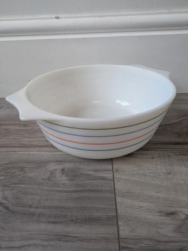 Vintage Pyrex England Casserole Bowl  Striped Stripes Spectrum 23cm