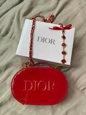 Converted Dior Beauty Gift Red Makeup Case with Chain