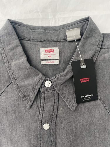 Levi’s Herren 2XL Langarm Pearl Snap The Western Grau Hemd Neu - Bild 2 von 9