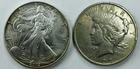 2002 SILVER EAGLE! + BONUS 1923 PEACE DOLLAR! 2 TOTAL COINS! BEAUTY! NR #P1793