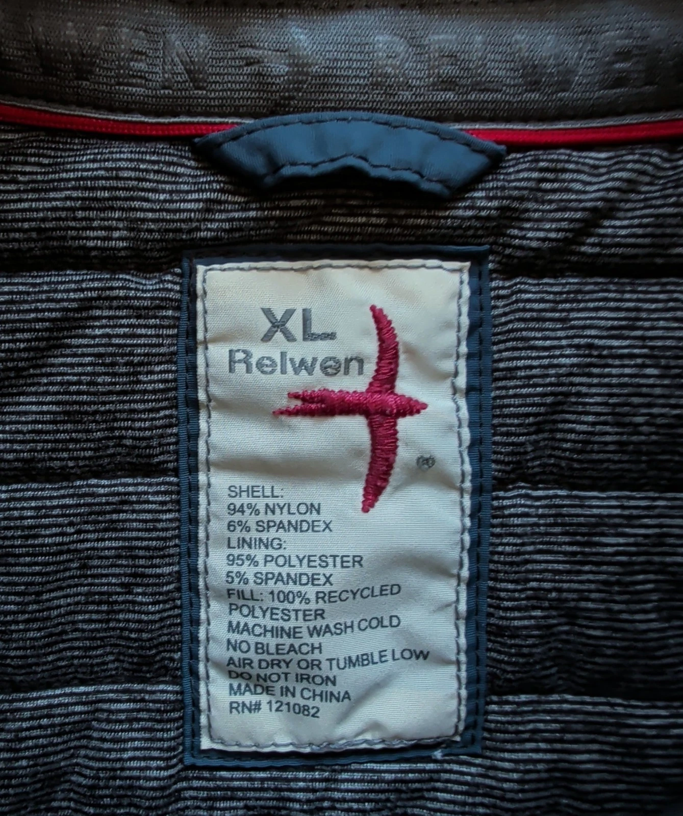 Relwen Windzip Jacket Charcoal Loden Huckberry Men's XL Softshell Quilted Coat - product detail image 2