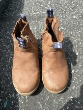 TOMS little boys Brown Leather Boots Round Toe Slip-On Pull Tab US 5Y