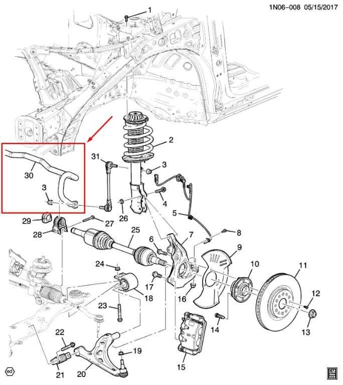 2019-2024 Chevrolet Blazer 2LT FWD Front Stabilizer Sway Anti-Roll Bar 85127572 - Изображение 2 из 4