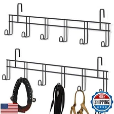Yaocom 2 Pcs 6 Hook Horse Bridle Hooks Metal Black Tack Bridle Rack with Hang