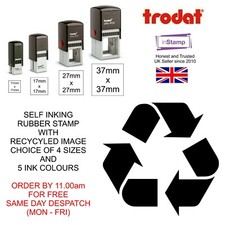 recycle logo, symbol rubber stamp, self inking leaflet adverts campaign etc
