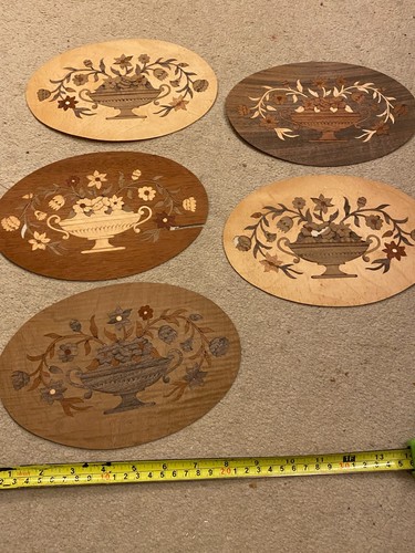 Inlay Marquetry panel antique restoration/cabinet wood veneer carpentry vase - Picture 19 of 22