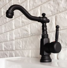 Bathroom Vanity Basin Sink Mixer Faucet Single Hole Deck Mount Black Brass Tap