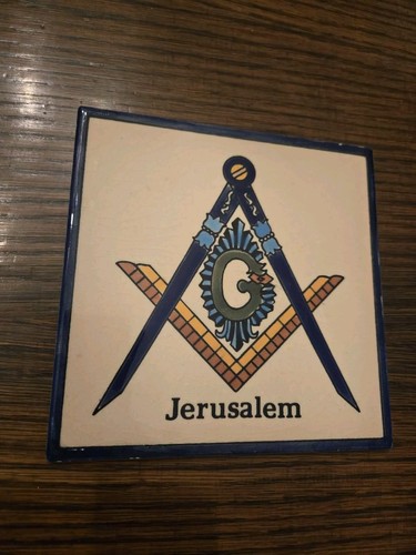 Grand Lodge of Jerusalem Mason's Masonic Decorative Tile 3"x 3" With Hanger - Picture 5 of 6