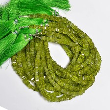 Natural Peridot Gemstone Square Shape Smooth Beads 4X4 5X5mm Strand 9" EB-483