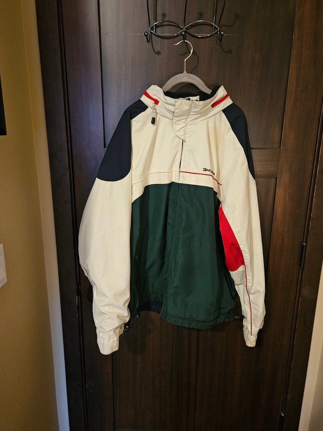 Vintage Y2K Tommy Hilfiger Reversible Jacket in Blue Green Beige Size XL for Men