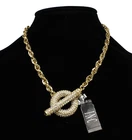 New Gold Crystal Pave Toggle Necklace by INC. #N2411