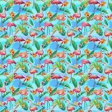 Fabric Flamingo Fabulous on Turquoise PBSTUDIO Cotton 1/4 yard 120-208922