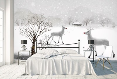 3D Snow Deer 6621 Wallpaper Mural Wall Print Wall Wallpaper Murals US Coco