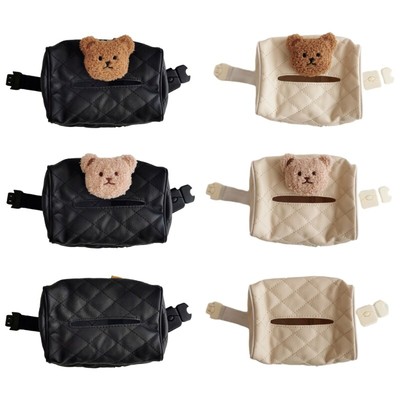 Car Tissue Box Cover Soft & Comfortable Tissue Box Holder with Bear Pattern