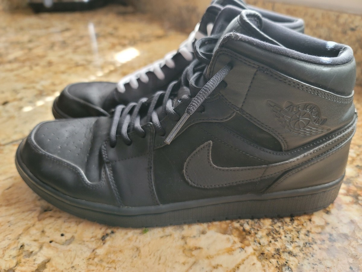 Nike Air Jordan 1 Men's Mid Triple Black High Top Sneakers