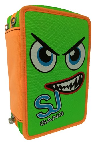 ASTUCCIO SCUOLA 3 ZIP CERNIERE SEVEN SJ GANG FACCE FACCINE BAMBINO BIMBO  VERDE | eBay