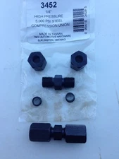 1/4"High Pressure 5,000 Psi Black Steel Compression Union- 1 Pc