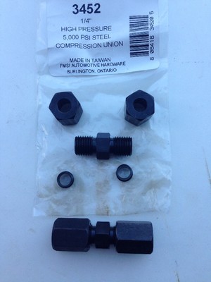 2x  1/4''High Pressure 5,000 Psi Black Steel Compression Union