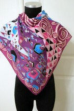 ADRIENNE VITTADINI Women's Multi-Color Geometric 100 Silk Scarf