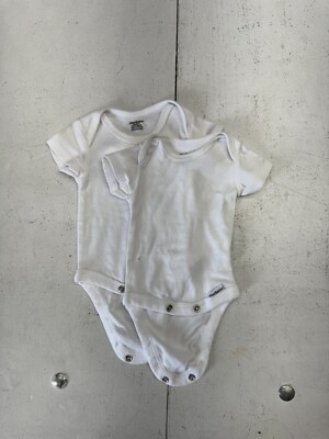 Gerber White 2 Pack Short Sleeve One Piece Outfits Babies Size Newborn