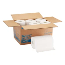 Hardwound Paper Towel Roll, Nonperforated, 9 x 400ft, White, 6 Rolls/Carton