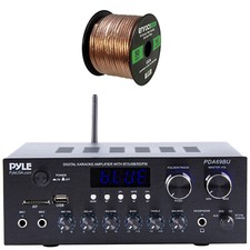 Pyle PDA69BU Bluetooth MP3/SD Home Amplifier Receiver, 50 Feet Speaker Wire