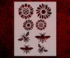 Bee Bees Flower Flowers 8.5" x 11" Stencil FAST FREE SHIPPING 624 