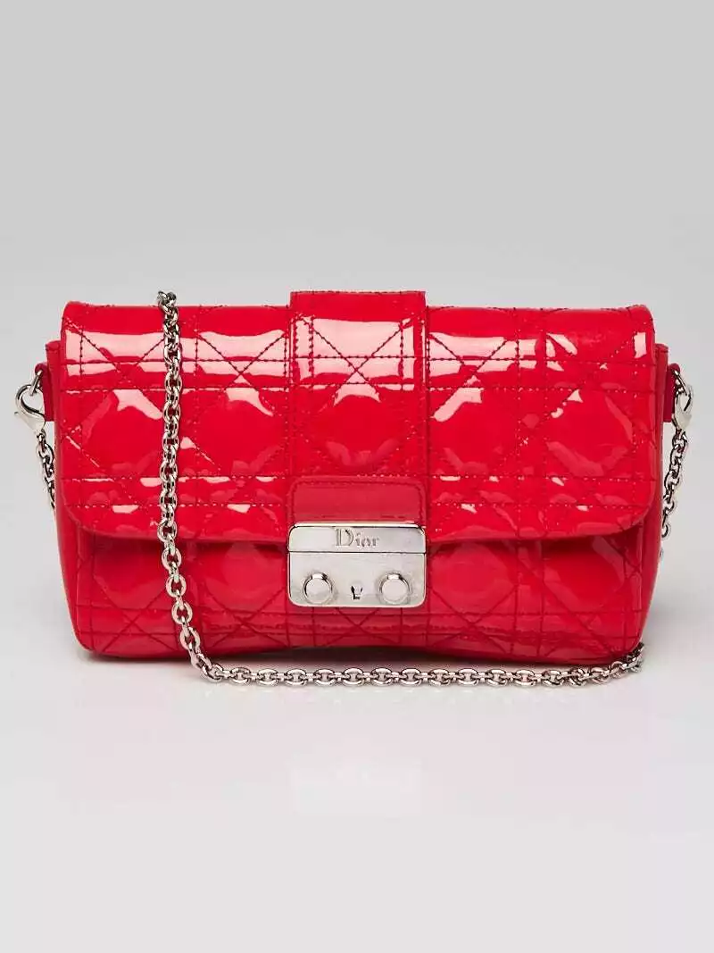 Christian Dior rose cannage matelassé cuir verni Miss Dior Promenade Crossb...