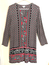 J Jill Womens Dress PL Petite Large Paisley Pink Black White Knee Length Outdoor