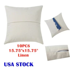 10PCS 15.75"x15.75" Sublimation Blank Linen Pocket Pillow Case Cushion Cover-USA