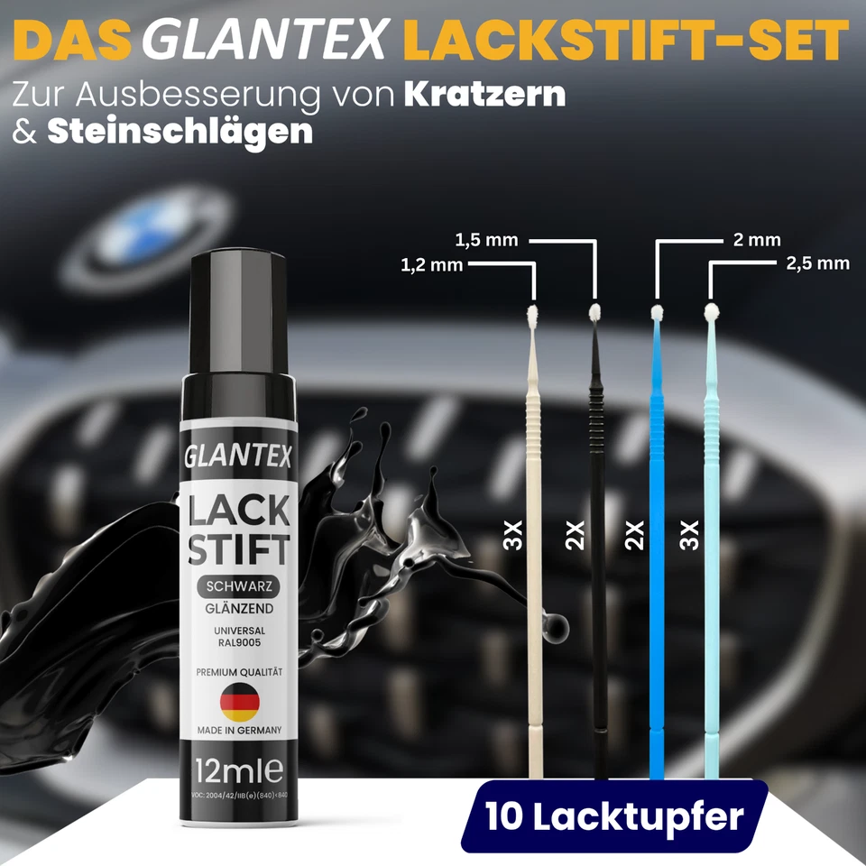 Profi Lackstift Schwarz glänzend Set Lacktupfer Auto Kratzerentferner Lack Felge - Bild 2 von 4