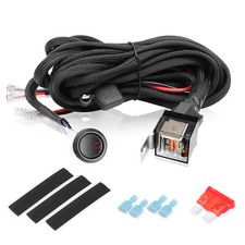 2 Lead LED Light Bar Wiring Harness Kit Rock ON-OFF Switch 12V Relay Fuse