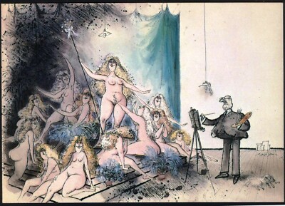 Moderne RONALD SEARLE Postkarte: Sonntagsmaler. Kostenloser Versand UK