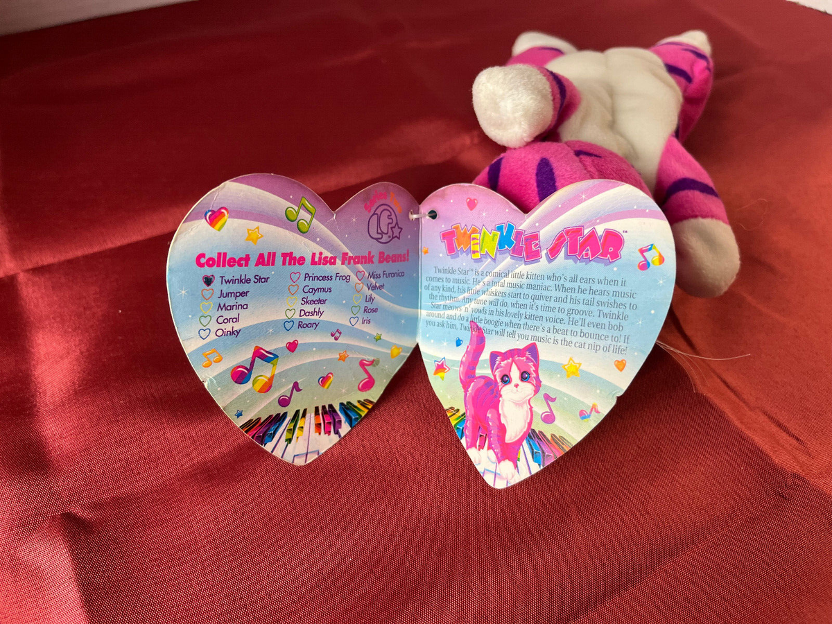 TWINKLE STAR Lisa Frank Pink Cat Plush Bean Buddies NWT New